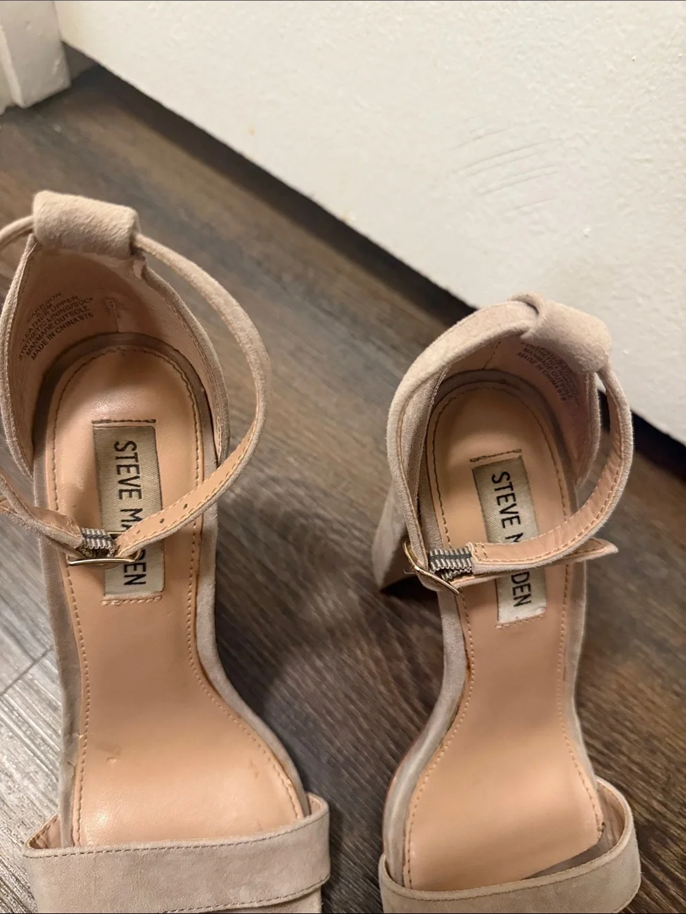 Steve Madden Nude Suede Block Heel Sandals